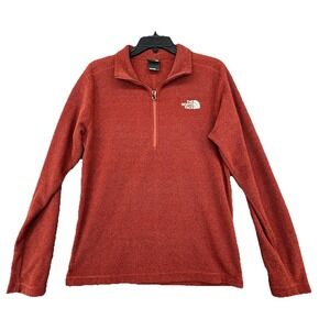 The North Face Pullover Men S‎ Red 1/4 Zip Fleece Outdoors Embroidered Dome